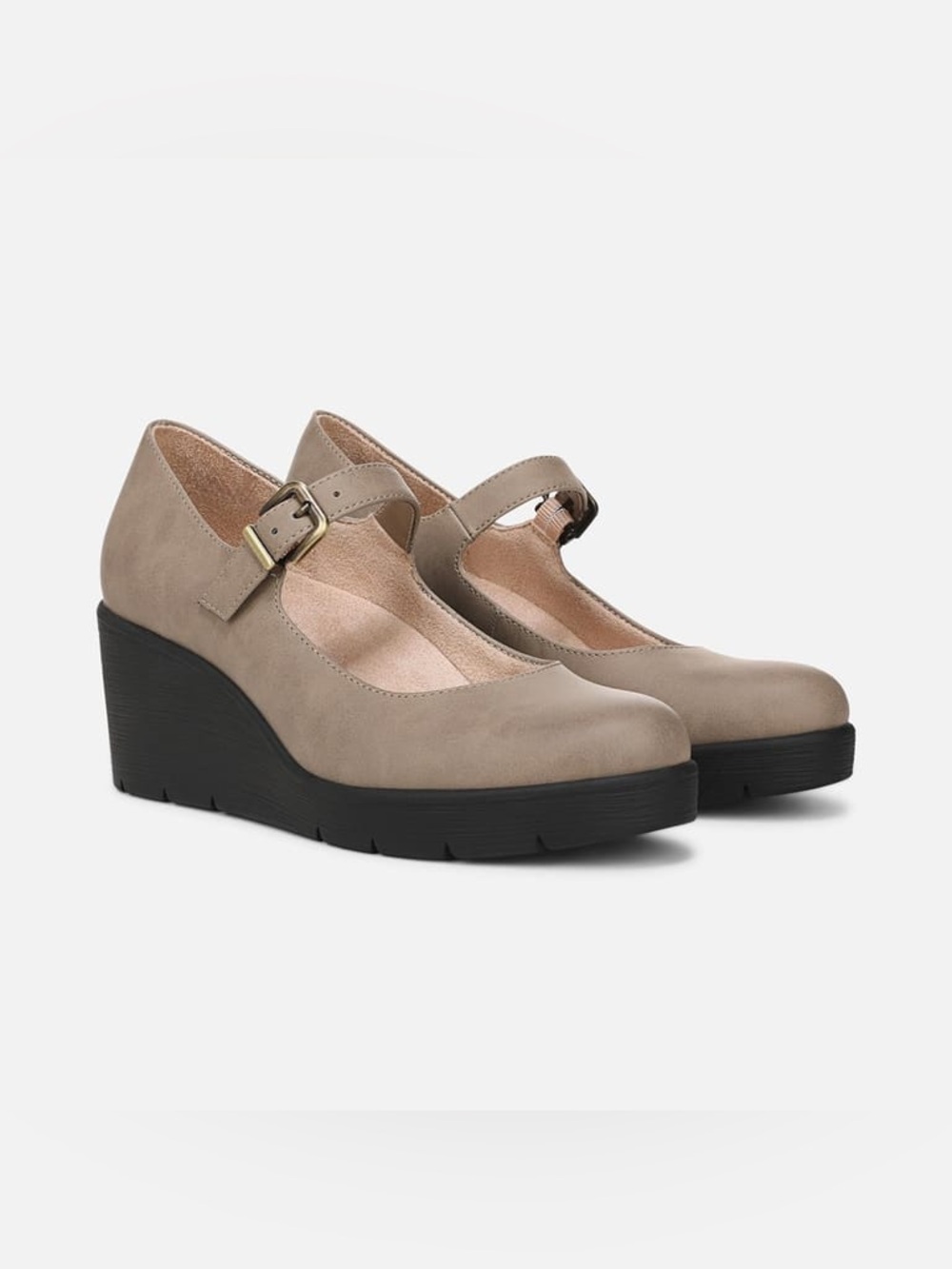 SOUL Naturalizer Adore Mary Jane Wedge Shoes Mushroom Gray 7 Comfort